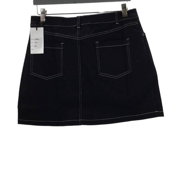 UNIQUE VINTAGE SZ 10 12 L Black White Stitch Straight Pencil Mini Skirt NWT 0B6 - Picture 3 of 7